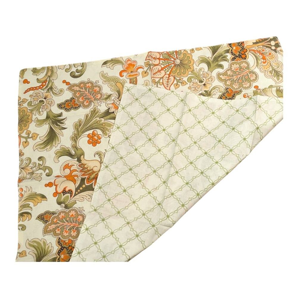 April Cornell Napkins Floral Garden Reversible Ivory Green Dinner New Set 4 - Picture 3 of 6